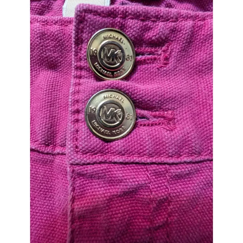 Michael Kors Women's Pink Skinny Jeans with MK Logo Buttons Size O